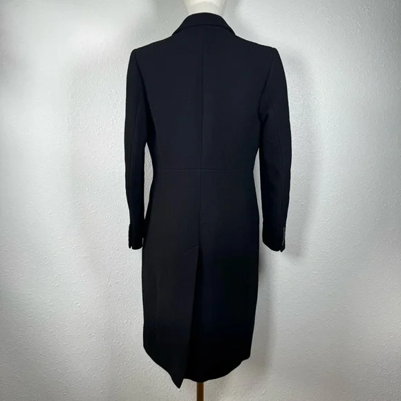J. Crew Petite 2 Black Wool Blend Long Coat Hidden Placket Minimalist Overcoat - Picture 12 of 16
